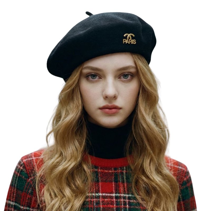 画像1: Double CC Paris Wool Beret ダブルシーシー パリス ウール ベレー帽 帽子 (1)