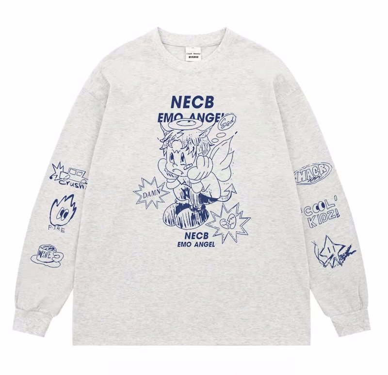 画像2: Boy Angel Retro Print Long Sleeve T-Shirt　ボーイエンジェルプリントロングスリーブTシャツ ユニセックス 男女兼用 (2)