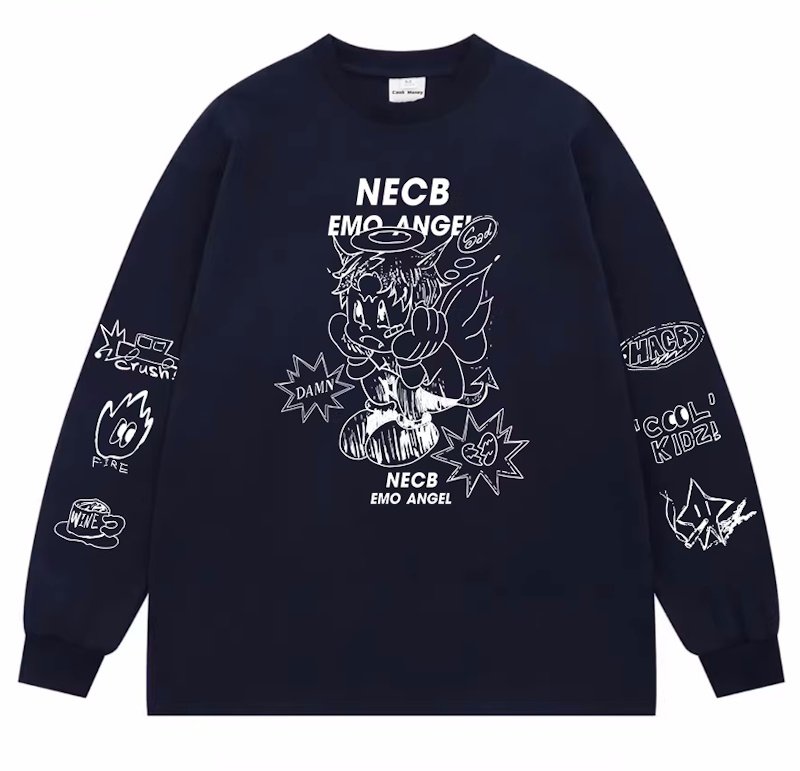 画像4: Boy Angel Retro Print Long Sleeve T-Shirt　ボーイエンジェルプリントロングスリーブTシャツ ユニセックス 男女兼用 (4)