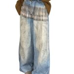 画像2: 3D check print distressed denim pants 　３Dチェックプリント柄ダメージデニムパンツジーンズ  (2)