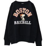 画像2: Snoopy & Boston Baseball Print long sleeve Sweatshirts  ユニセックス 男女兼用スヌーピー&ボストンベースボールプリントラウンドネック スウェットトレーナー (2)
