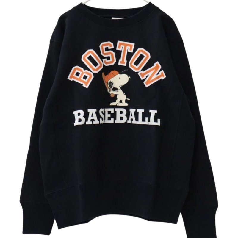 画像2: Snoopy & Boston Baseball Print long sleeve Sweatshirts  ユニセックス 男女兼用スヌーピー&ボストンベースボールプリントラウンドネック スウェットトレーナー (2)
