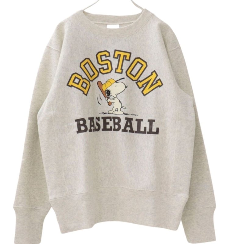 画像5: Snoopy & Boston Baseball Print long sleeve Sweatshirts  ユニセックス 男女兼用スヌーピー&ボストンベースボールプリントラウンドネック スウェットトレーナー (5)