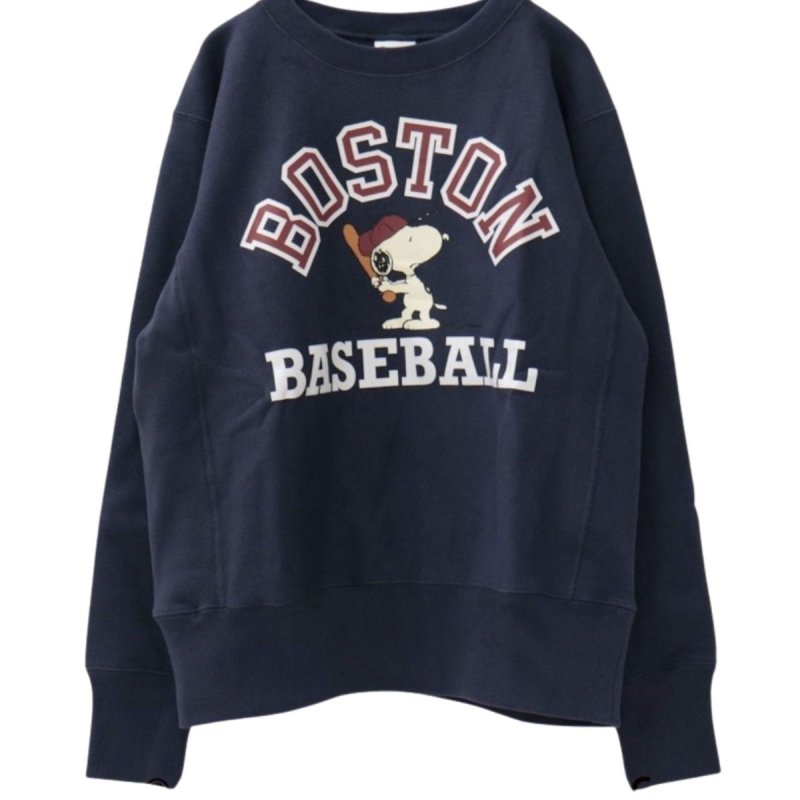 画像3: Snoopy & Boston Baseball Print long sleeve Sweatshirts  ユニセックス 男女兼用スヌーピー&ボストンベースボールプリントラウンドネック スウェットトレーナー (3)