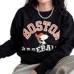 画像8: Snoopy & Boston Baseball Print long sleeve Sweatshirts  ユニセックス 男女兼用スヌーピー&ボストンベースボールプリントラウンドネック スウェットトレーナー (8)