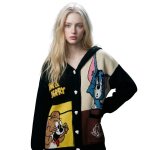 画像2: Women's Tom and Jerry V-neck Loose Knit Sweater Hoodie Jacket トム＆ジェリー ルーズ Vネックカーディガンセーター パーカー (2)