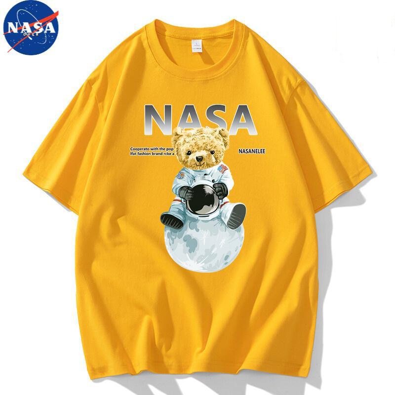 画像6: NASA x Earth x Astronaut Bear round neck short sleeve T-shirt  ユニセックス 男女兼用NASAナサ×地球×宇宙飛行士ベア熊プリントラウンドネック Tシャツ (6)