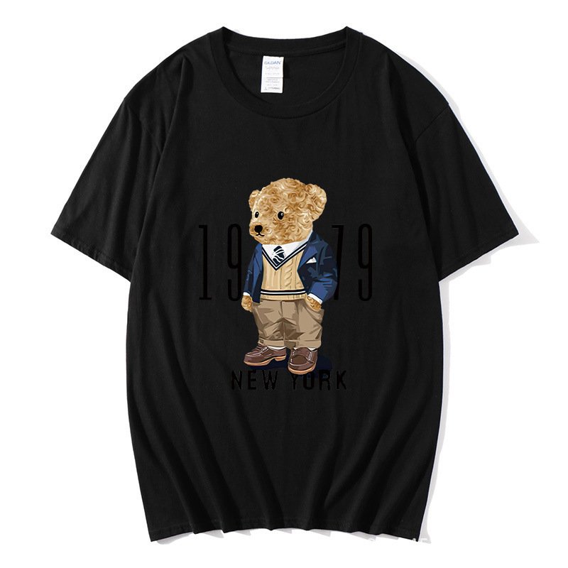 画像2: New York Fashion Bear round neck short sleeve T-shirt  ユニセックス 男女兼用ニューヨークおしゃれベア熊プリントラウンドネック Tシャツ (2)