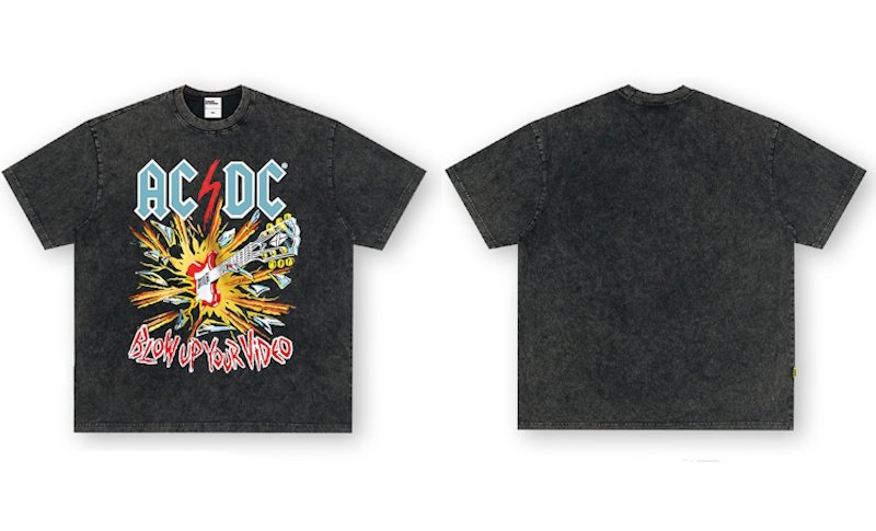画像4: acdc rock band guitar print vintage style round neck short sleeve T-shirt  ユニセックス 男女兼用acdcロックバンドギタープリントヴィンテージスタイルラウンドネック Tシャツ (4)