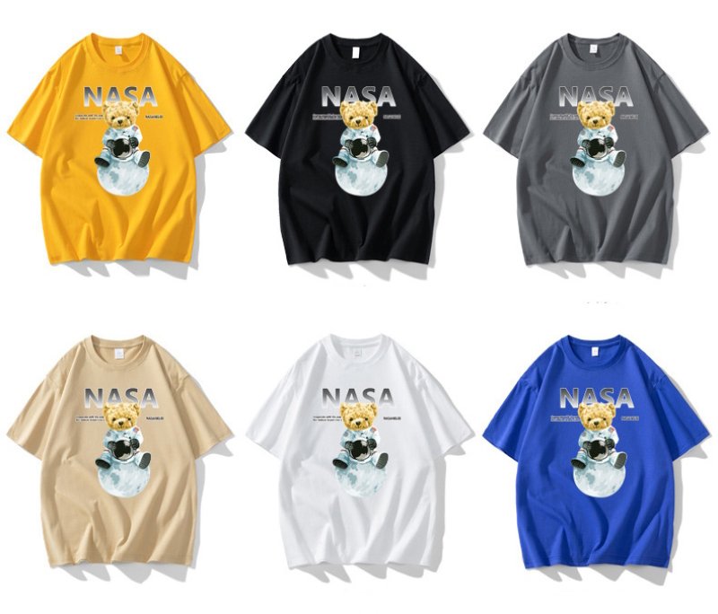 画像7: NASA x Earth x Astronaut Bear round neck short sleeve T-shirt  ユニセックス 男女兼用NASAナサ×地球×宇宙飛行士ベア熊プリントラウンドネック Tシャツ (7)