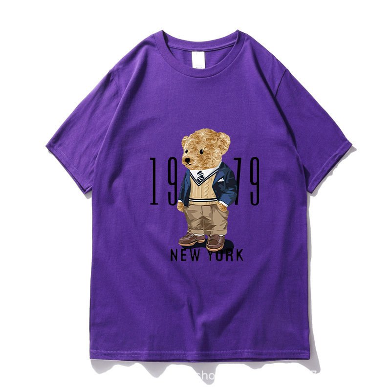 画像10: New York Fashion Bear round neck short sleeve T-shirt  ユニセックス 男女兼用ニューヨークおしゃれベア熊プリントラウンドネック Tシャツ (10)