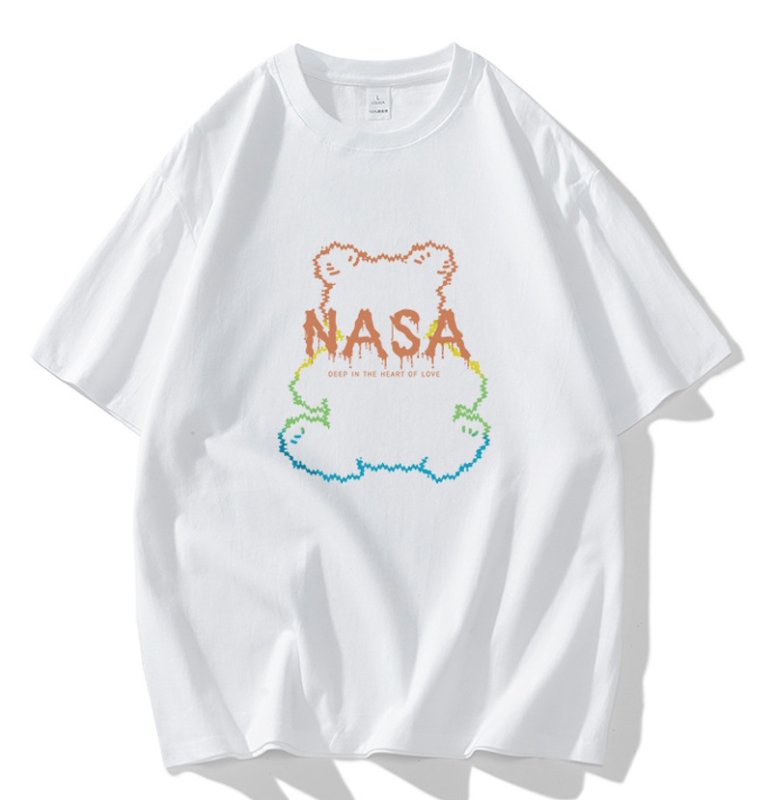 画像1: NASA x Silhouette Bear round neck short sleeve T-shirt  ユニセックス 男女兼用NASAナサ×シルエットベアプリントラウンドネック Tシャツ (1)