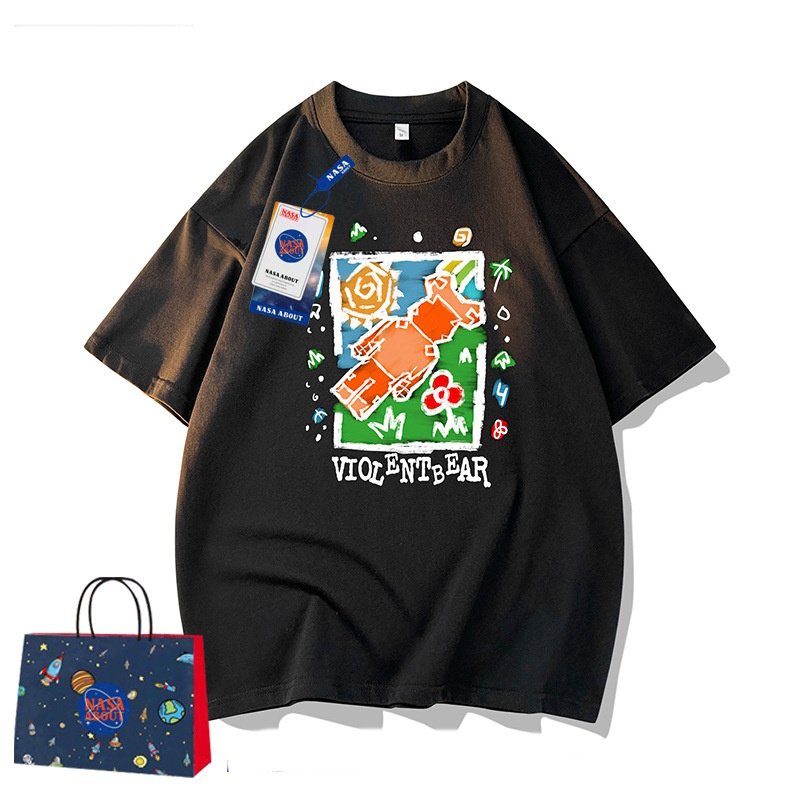 画像4: NASA x kaws print round neck short sleeve T-shirt  ユニセックス 男女兼用ナサ×カウズバイオレンスベアプリントラウンドネック Tシャツ (4)