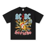 画像6: acdc rock band guitar print vintage style round neck short sleeve T-shirt  ユニセックス 男女兼用acdcロックバンドギタープリントヴィンテージスタイルラウンドネック Tシャツ (6)