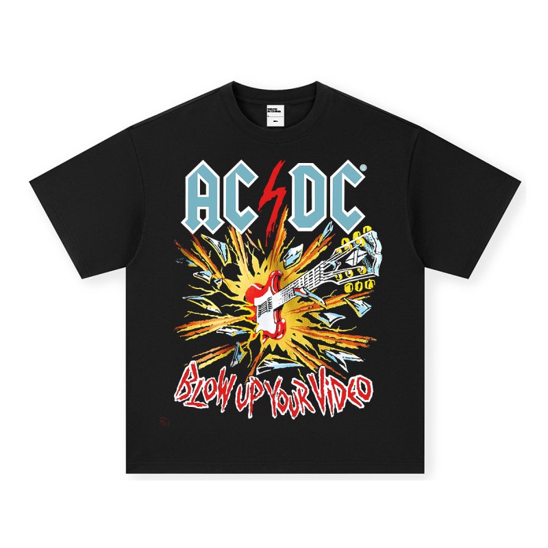 画像6: acdc rock band guitar print vintage style round neck short sleeve T-shirt  ユニセックス 男女兼用acdcロックバンドギタープリントヴィンテージスタイルラウンドネック Tシャツ (6)