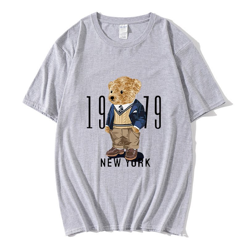 画像4: New York Fashion Bear round neck short sleeve T-shirt  ユニセックス 男女兼用ニューヨークおしゃれベア熊プリントラウンドネック Tシャツ (4)