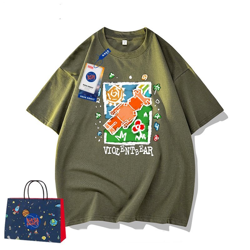 画像3: NASA x kaws print round neck short sleeve T-shirt  ユニセックス 男女兼用ナサ×カウズバイオレンスベアプリントラウンドネック Tシャツ (3)
