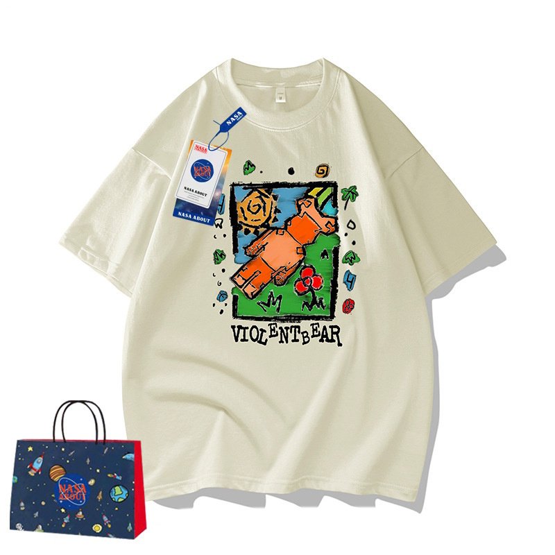 画像6: NASA x kaws print round neck short sleeve T-shirt  ユニセックス 男女兼用ナサ×カウズバイオレンスベアプリントラウンドネック Tシャツ (6)