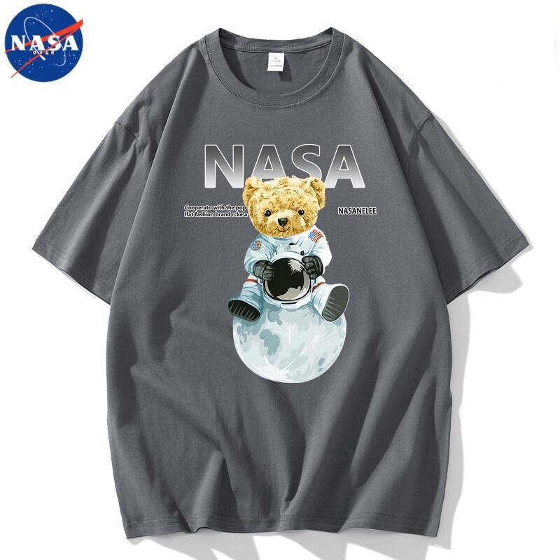 画像3: NASA x Earth x Astronaut Bear round neck short sleeve T-shirt  ユニセックス 男女兼用NASAナサ×地球×宇宙飛行士ベア熊プリントラウンドネック Tシャツ (3)