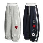 画像5: Love Embroidered Loose Sweatpants 　 ユニセックス ハート刺繍 スウェットパンツ (5)