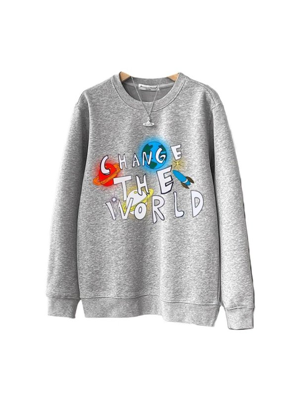 画像3: CHANGE THE WORLD logo print sweatshirt Long Sleeve Pullover  CHANGE THE WORLDロゴプリントロングスリーブスウェット 長袖プルオーバー (3)