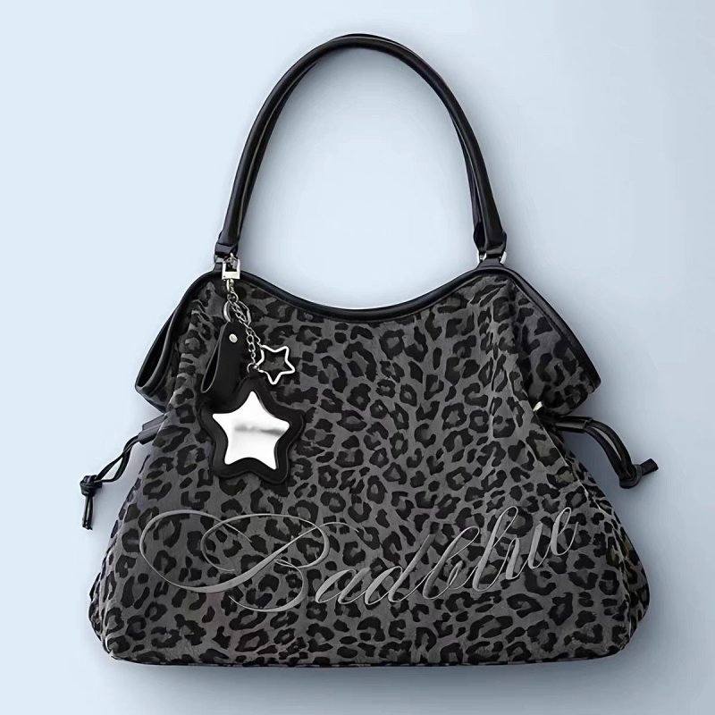 画像3: Y2K Leopard Print Polka Dot Large Capacity Tote Shoulder Underarm Bag　Y2K ヒョウ柄水玉ラージキャパシティトートショルダーアンダーアームバッグ (3)