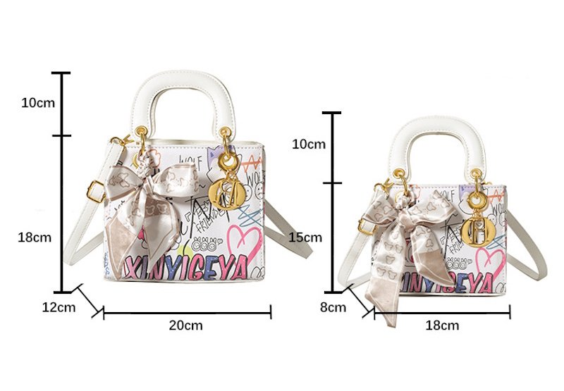 画像4: Graphic Graffiti Paint Square Tote Shoulder Leather Bag 　グラフィック落書きペイントスクエアトートショルダーレザーバッグ (4)