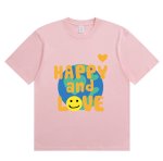 画像1: HAPPY&LOVE print round neck short sleeve T-shirt  ユニセックス 男女兼用HAPPY&LOVEハッピー＆ラブプリントラウンドネック Tシャツ (1)