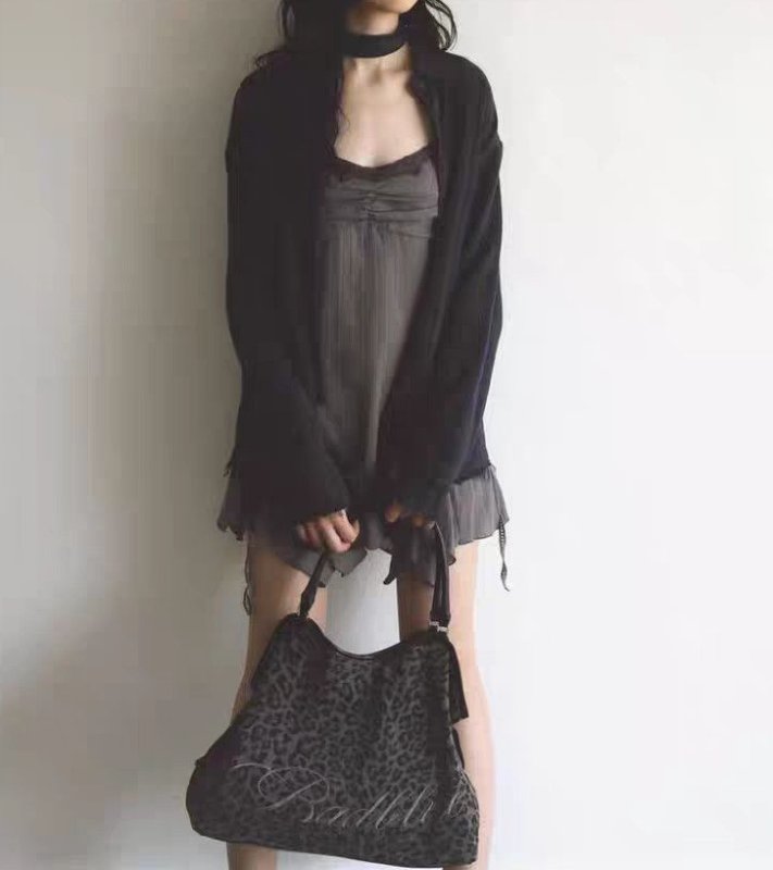 画像8: Y2K Leopard Print Polka Dot Large Capacity Tote Shoulder Underarm Bag　Y2K ヒョウ柄水玉ラージキャパシティトートショルダーアンダーアームバッグ (8)