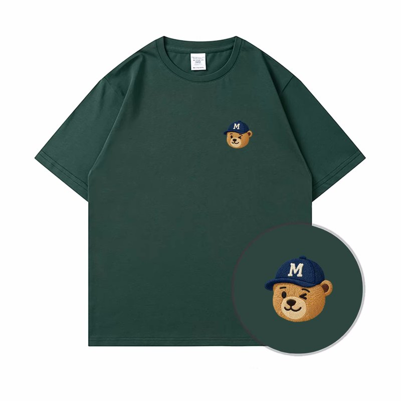 画像6: bear one point print round neck short sleeve T-shirt  ユニセックス 男女兼用ベアワンポイントプリントラウンドネック Tシャツ (6)