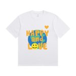 画像2: HAPPY&LOVE print round neck short sleeve T-shirt  ユニセックス 男女兼用HAPPY&LOVEハッピー＆ラブプリントラウンドネック Tシャツ (2)