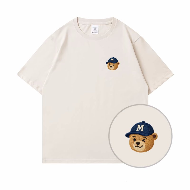 画像5: bear one point print round neck short sleeve T-shirt  ユニセックス 男女兼用ベアワンポイントプリントラウンドネック Tシャツ (5)