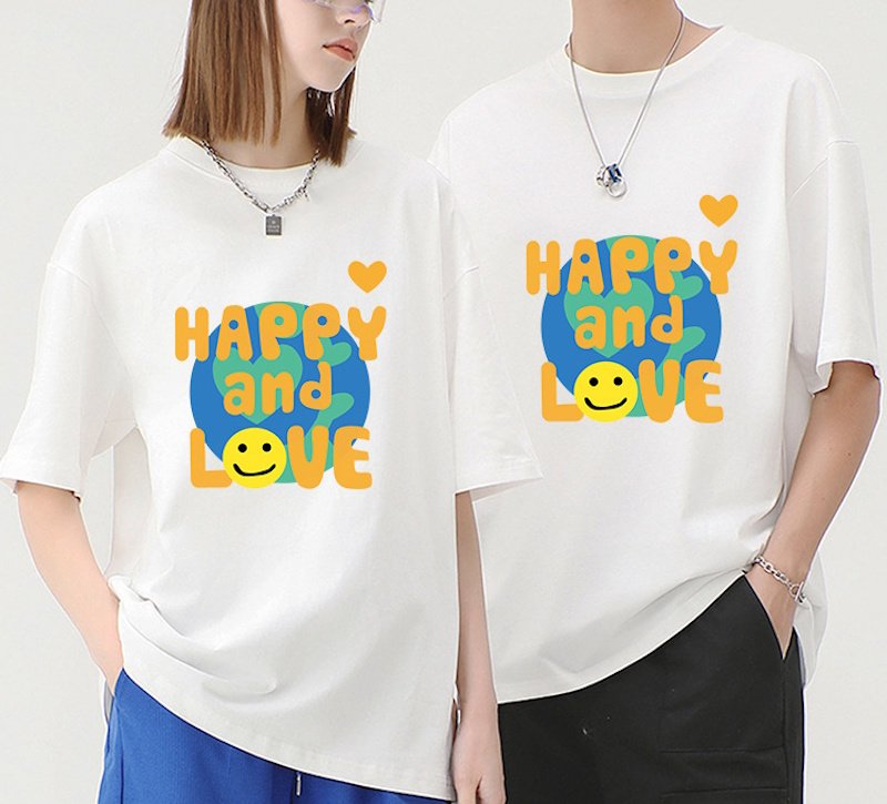 画像8: HAPPY&LOVE print round neck short sleeve T-shirt  ユニセックス 男女兼用HAPPY&LOVEハッピー＆ラブプリントラウンドネック Tシャツ (8)