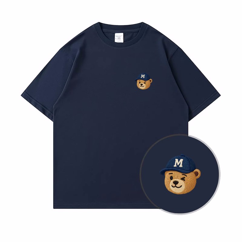 画像4: bear one point print round neck short sleeve T-shirt  ユニセックス 男女兼用ベアワンポイントプリントラウンドネック Tシャツ (4)