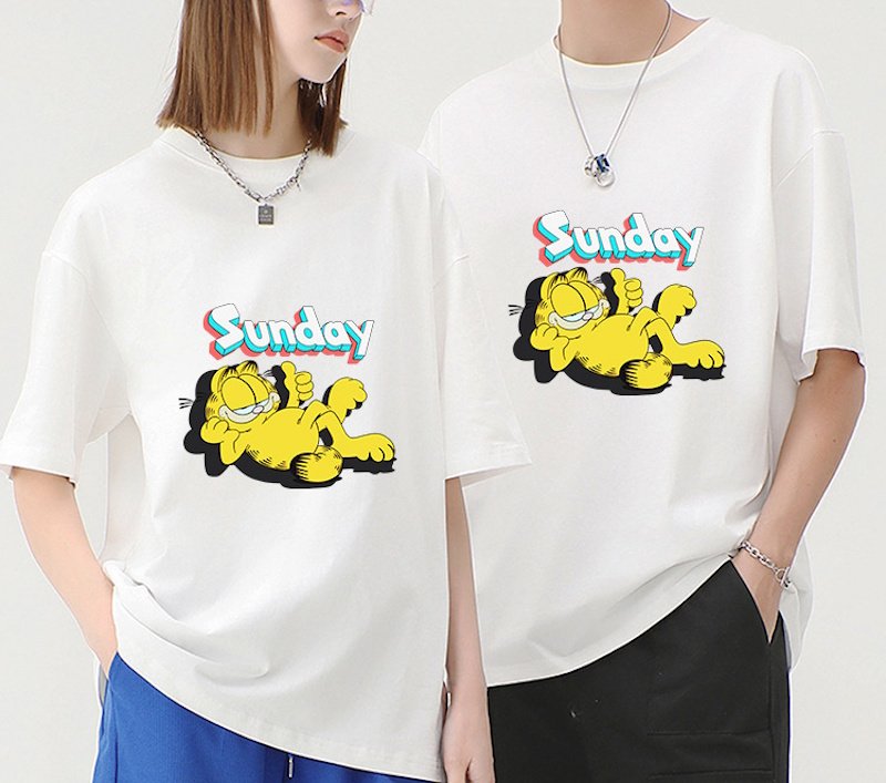 画像6: Sunday & Garfield print round neck short sleeve T-shirt  ユニセックス 男女兼用サンデー＆ガーフィールドプリントラウンドネック Tシャツ (6)
