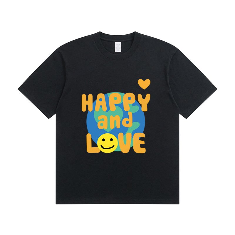 画像3: HAPPY&LOVE print round neck short sleeve T-shirt  ユニセックス 男女兼用HAPPY&LOVEハッピー＆ラブプリントラウンドネック Tシャツ (3)