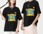 画像7: HAPPY&LOVE print round neck short sleeve T-shirt  ユニセックス 男女兼用HAPPY&LOVEハッピー＆ラブプリントラウンドネック Tシャツ (7)