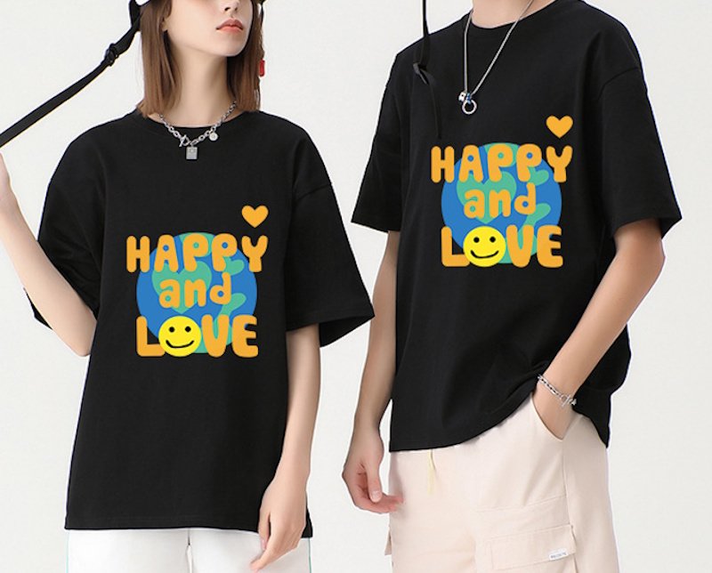 画像7: HAPPY&LOVE print round neck short sleeve T-shirt  ユニセックス 男女兼用HAPPY&LOVEハッピー＆ラブプリントラウンドネック Tシャツ (7)