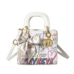 画像2: Graphic Graffiti Paint Square Tote Shoulder Leather Bag 　グラフィック落書きペイントスクエアトートショルダーレザーバッグ (2)