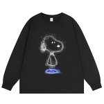 画像2: Fuzzy illustration Snoopy Print Long Sleeve T-Shirt　スヌーピーイラストプリントロングスリーブTシャツ ユニセックス 男女兼用 (2)