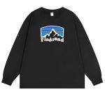 画像1: find rand Print Long Sleeve T-Shirt　ファインドランドマウンテンプリントロングスリーブTシャツ ユニセックス 男女兼用 (1)