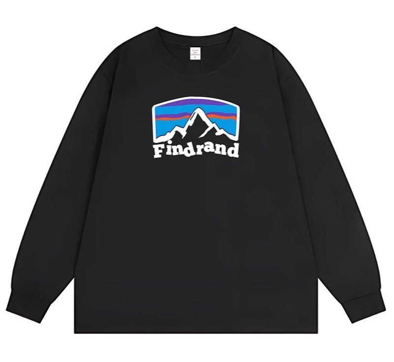 画像1: find rand Print Long Sleeve T-Shirt　ファインドランドマウンテンプリントロングスリーブTシャツ ユニセックス 男女兼用 (1)