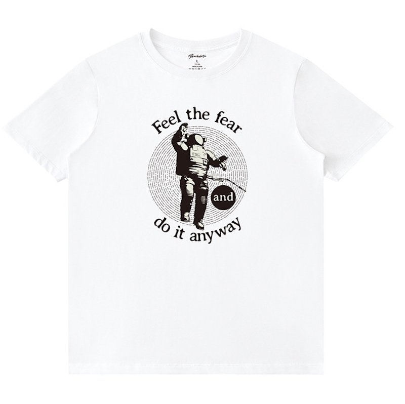 画像1: do it anywa astronaut print Short Sleeve T-Shirt 　ユニセックス 男女兼用do it anywa宇宙飛行士プリントラウンドネック Tシャツ (1)