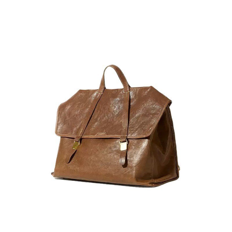 画像9: Unisex Retro Vegetable Tanned Leather Backpack Shoulder Crossbody Bag ユニセックス男女兼用レトロ ベジタブルタンニンレザー バックパックトートショルダー 通勤通学 (9)