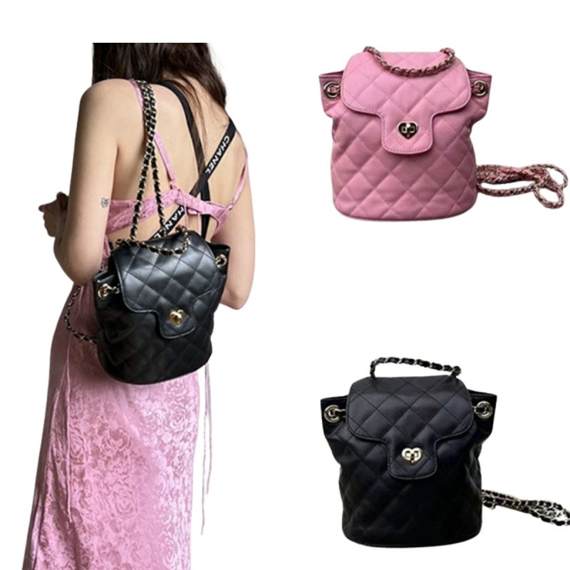 画像3: PEPP quilted chain handle  backpack Tote Shoulder Leather Bag 　キルティングチェーントートショルダーレザーバックパックバッグ (3)