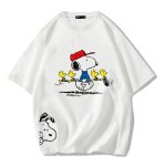 画像1: Golfer Snoopy & Woodstock  print Tshirt  　ユニセックス 男女兼用ゴルファースヌーピー＆ウッドストックプリント半袖  Tシャツ (1)