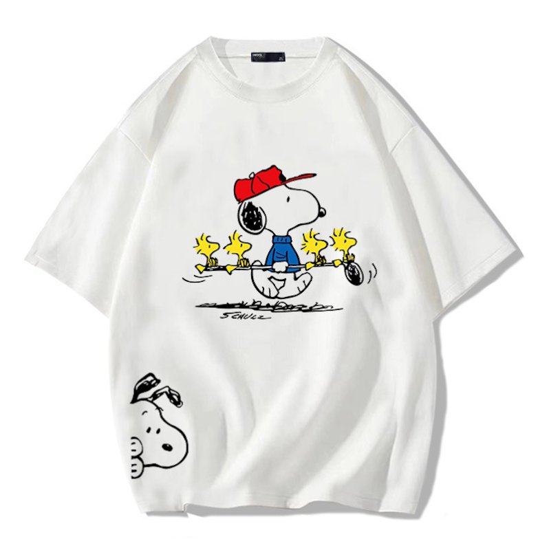 画像1: Golfer Snoopy & Woodstock  print Tshirt  　ユニセックス 男女兼用ゴルファースヌーピー＆ウッドストックプリント半袖  Tシャツ (1)
