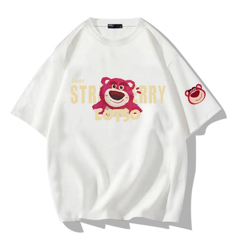画像1: Strawberry & Lotso Short Sleeve T-Shirt　　ユニセックス 男女兼用ストロベリーロッツォプリント半袖  Tシャツ (1)