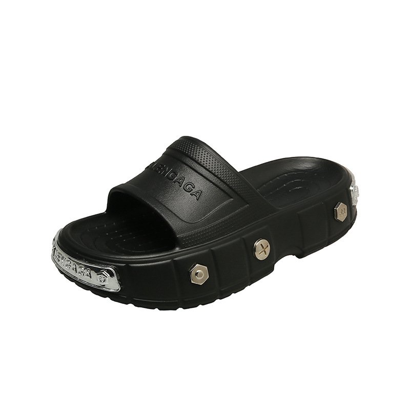 画像4: 26SS Men's and women's metal-attached thick sole rugged sole clock sandals sloder slippers ユニセック男女兼用 メタル付き厚底 ゴツ底 クロック スライダー シャワーサンダル スリッパスリッパ (4)