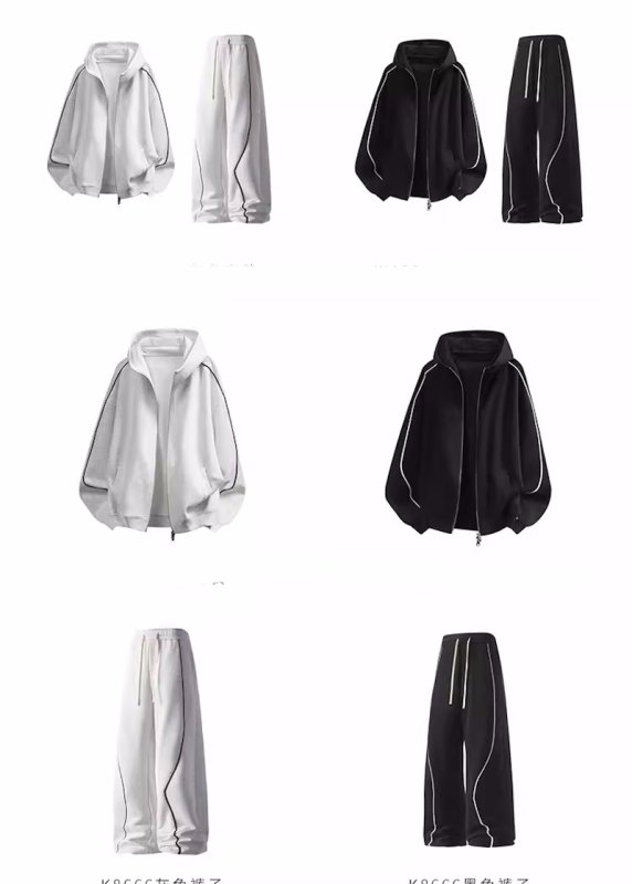 画像5: Line Hoodie & Pants Set Setup Jacket and Pants ワンライン フーディ＆パンツトラックスーツ セットアップ ユニセックス 男女兼用 ジャージ上下 ＆パンツセット (5)